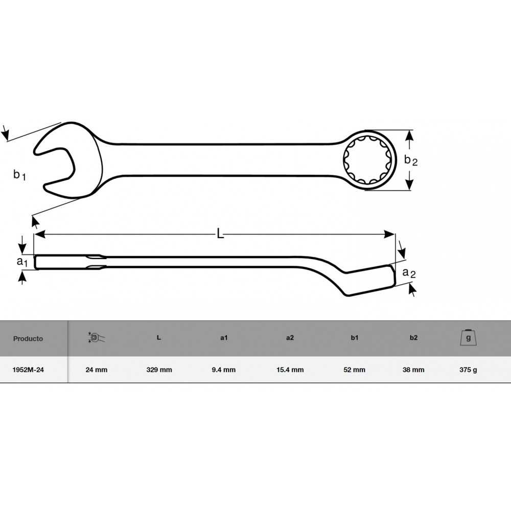 LLAVE PUNTA CORONA 24 MM (1952M-24) BAHCO 