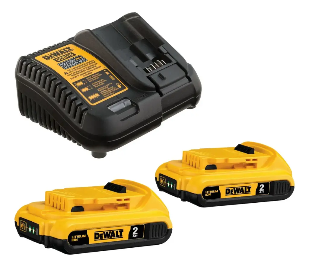 KIT CARGADOR 4Ah + 2 BATERIAS 2Ah 20V DEWALT (DCB203C2-B2)