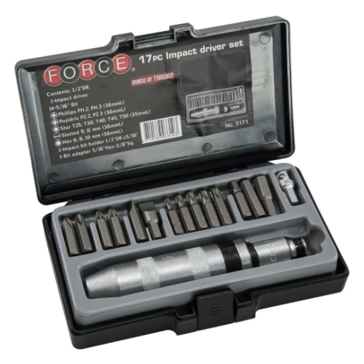 JUEGO DESTORNILLADOR IMPACTO 17 PZAS FORCE (5171)