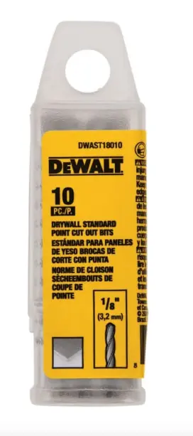 JUEGO DE BROCAS CORTE PARA DRYWALL 3,2 Mm 10 Pzas DEWALT (DWAST18010)