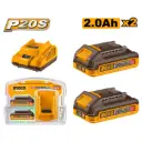 KIT DE INICIO 20V 2 BAT. 2,0 Ah INGCO (FBCPK2212)