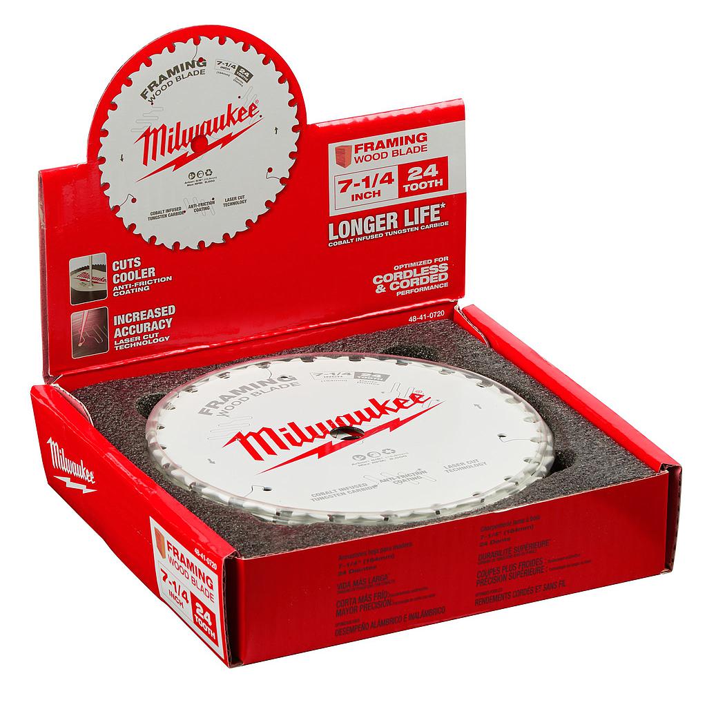 HOJA DE SIERRA CIRCULAR PARA M DE 7-1 4 24T BULK 10 MILWAUKEE (48-41-0720)